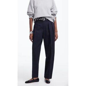 NWT Madewell Pleated Carrot Pants Trousers Size 00 Black Cotton Wool